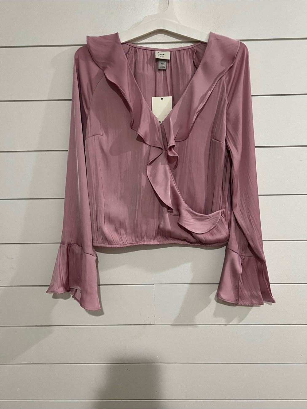 a new day Ruffle-Front Blouse - Dusty Rose